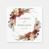 Serviette En Papier Flore rustique Terre & Champagne Nom v3 (Devant)