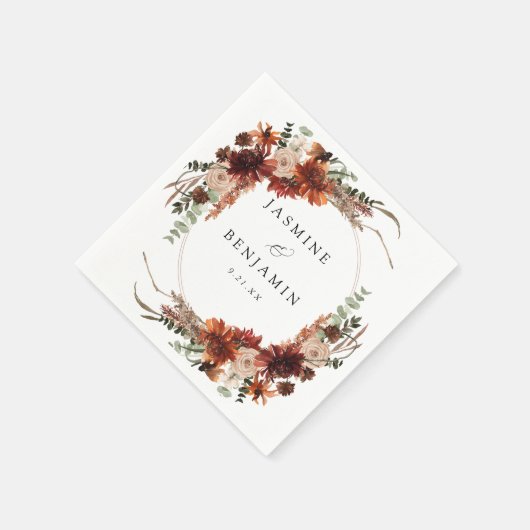 Serviette En Papier Flore rustique Terre & Champagne Nom v3 (Coin)
