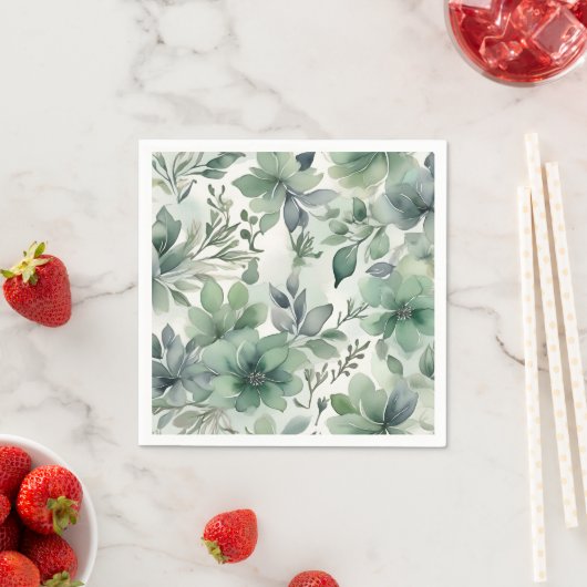 Serviette En Papier Flore verte sans joint (En situation)