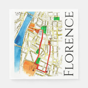 Serviette En Papier Florence Italie Carte de rue pleine couleur Illust