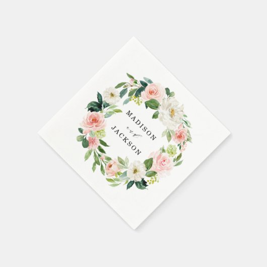 Serviette En Papier Flores bleues | Mariage personnalisé (Coin)