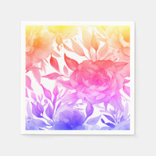 Serviette En Papier Flores d'aquarelle bleu Rose pourpre