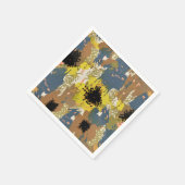 Serviette En Papier Flores d'ocre jaune (Coin)