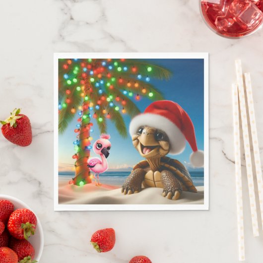 SERVIETTE EN PAPIER FLORIDA CHRISTMAS PARTY NAPKINS (En situation)