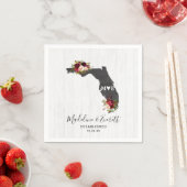 Serviette En Papier Florida State Rustic Wood Mariage Monogramme (En situation)