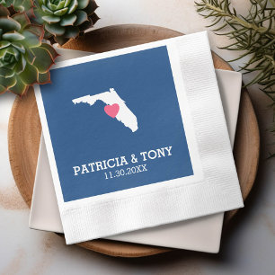 Serviette En Papier Floride Accueil Amour de l'État avec Coeur optionn