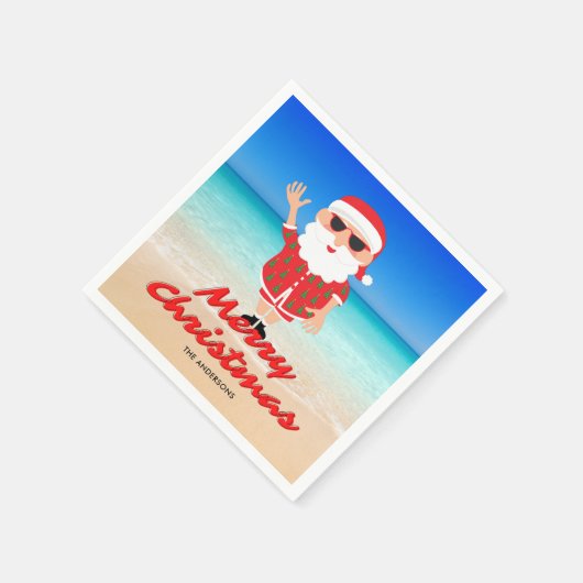 Serviette En Papier Floride Père Noël sur la plage Joyeux Noël (Coin)