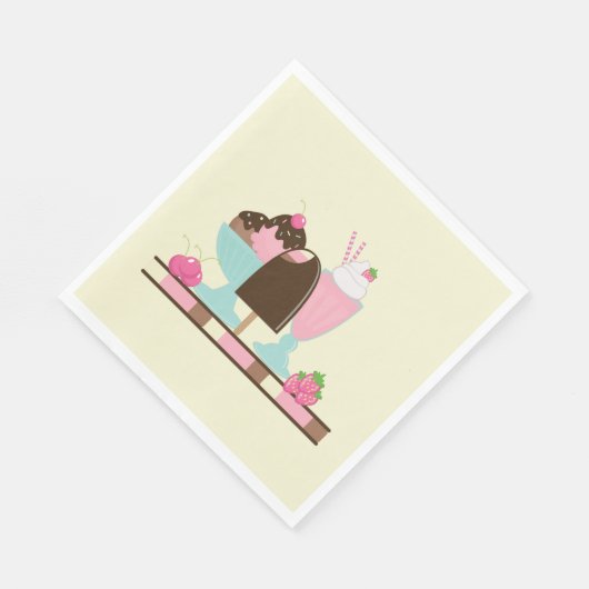 Serviette En Papier Flotte de crème glacée sucrée Sundae & fraise (Coin)