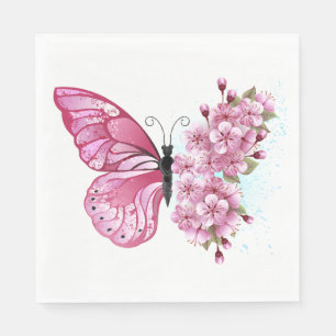 Serviette En Papier Flower Butterfly