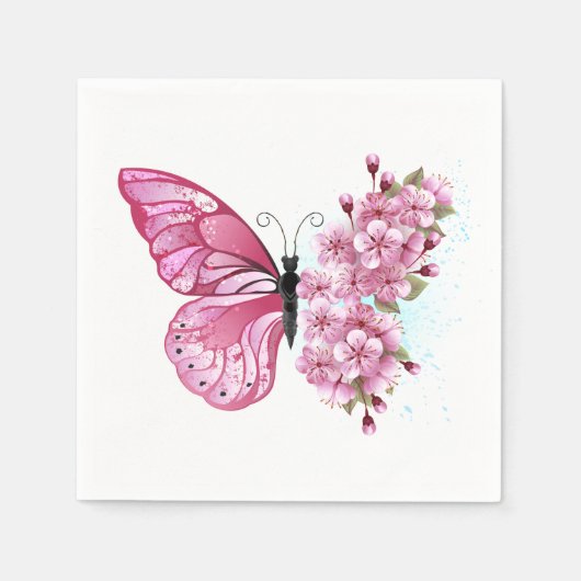Serviette En Papier Flower Butterfly (Devant)