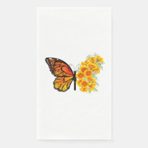 Serviette En Papier Flower Butterfly with Yellow California Poppy