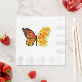 Serviette En Papier Flower Butterfly with Yellow California Poppy (En situation)