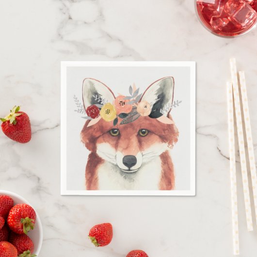 Serviette En Papier Flower Crown Forester Fox (En situation)