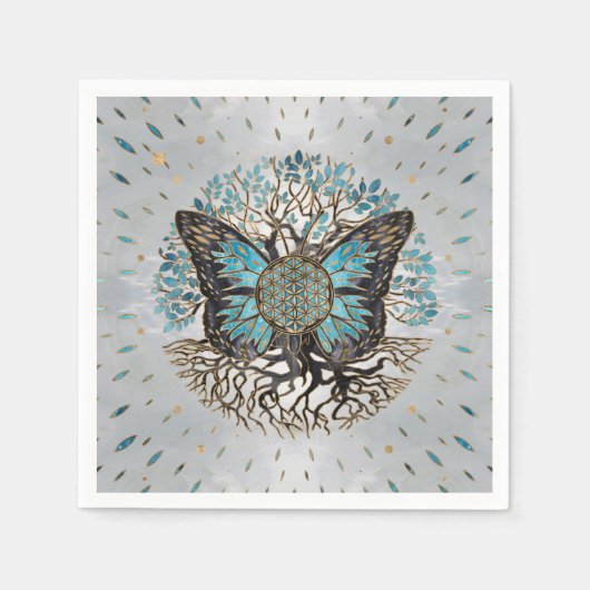 Serviette En Papier Flower of Life - Tree of life - Butterfly (Devant)