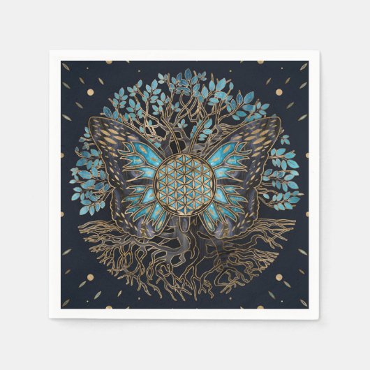 Serviette En Papier Flower of Life - Tree of life - Butterfly (Devant)