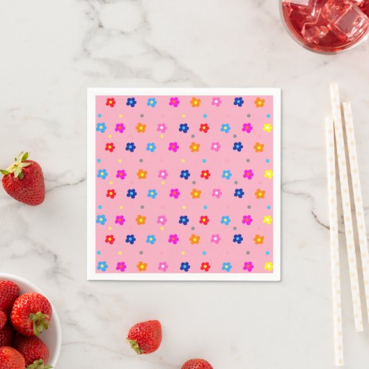 Serviette En Papier Flower Power Party (En situation)