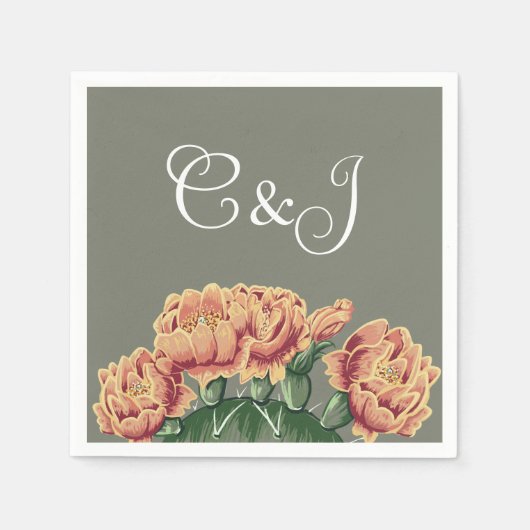Serviette En Papier Flower Prickly Pear Desert Cactus Mariage (Devant)