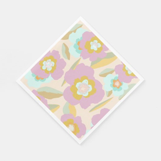 Serviette En Papier Flowers abstrait | Pastel Lilac Floral Pattern (Coin)