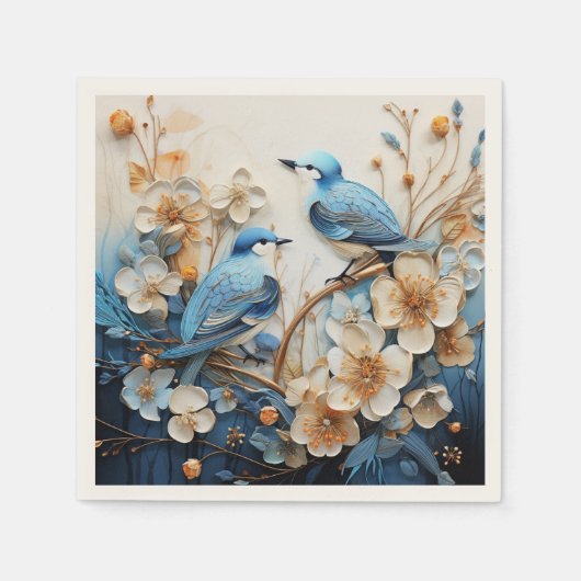 Serviette En Papier Flowers and Birds (Devant)
