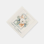 Serviette En Papier Flowers in Cube-Frame:Personalized Wedding Napkins (Coin)
