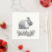 Serviette En Papier Fluffez le lapin. Carton noir monochrome (En situation)