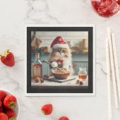 Serviette En Papier Fluffy cat baking boozy christmas pudding  (En situation)