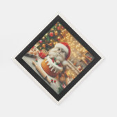 Serviette En Papier Fluffy cat baking the christmas cake (Coin)