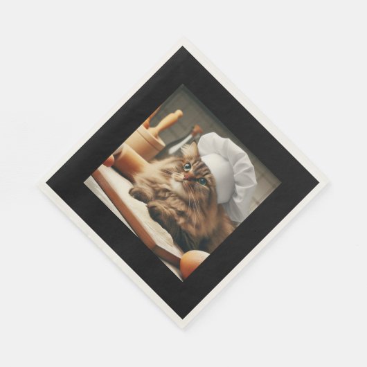 Serviette En Papier Fluffy cat cuire du pain sourdoué (Coin)