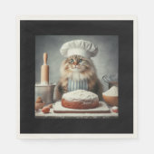 Serviette En Papier Fluffy cat cuire un gâteau (Devant)