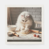 Serviette En Papier Fluffy cat cuire une pizza base (Devant)