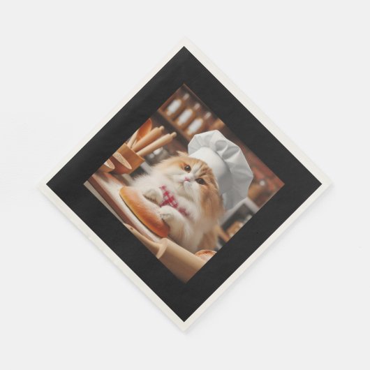 Serviette En Papier Fluffy cat pain de cuisson (Coin)