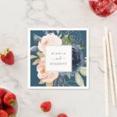 Serviette En Papier Flush et Navy Flowers | Mariage bleu (En situation)