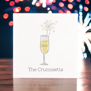 Serviette En Papier Flûte à Champagne Bonne Année Année Personnalisée