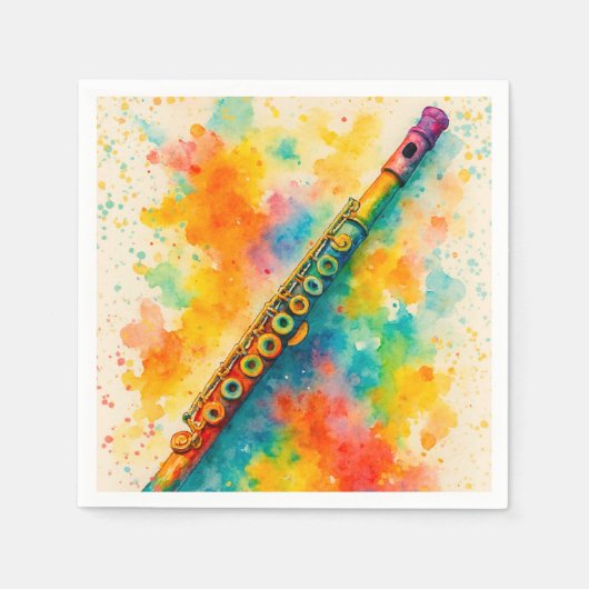 Serviette En Papier Flûte d'aquarelle vive (Devant)