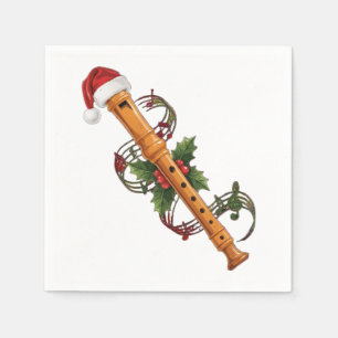 Serviette En Papier Flûte Instrument Enregistreur Chapeau de Père Noël