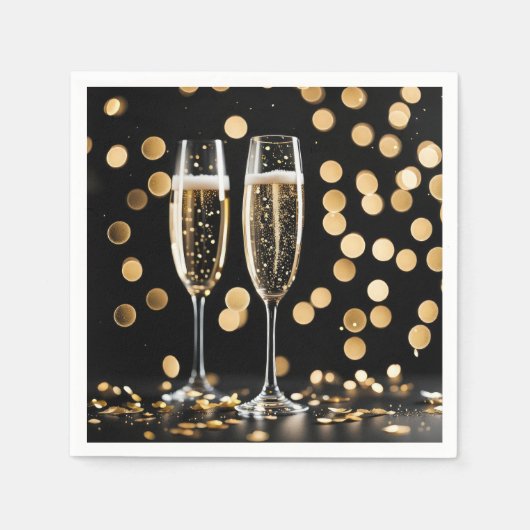 Serviette En Papier Flutes de champagne de la Saint-Sylvestre (Devant)