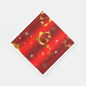 Serviette En Papier Flûtes d'or et étoiles Noël rouge (Coin)