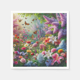 Serviette En Papier Fluttant Floral