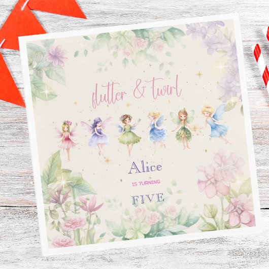 Serviette En Papier Flutter et tourbillon Fairy garden aquarelle anniv