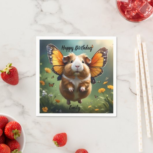 Serviette En Papier "Flutter Paws : Le cochon d'Inde prend son envol" (En situation)