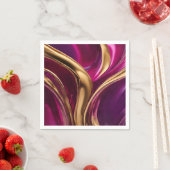 Serviette En Papier Flux Abstrait Art-Fuchsia violet et or- (En situation)