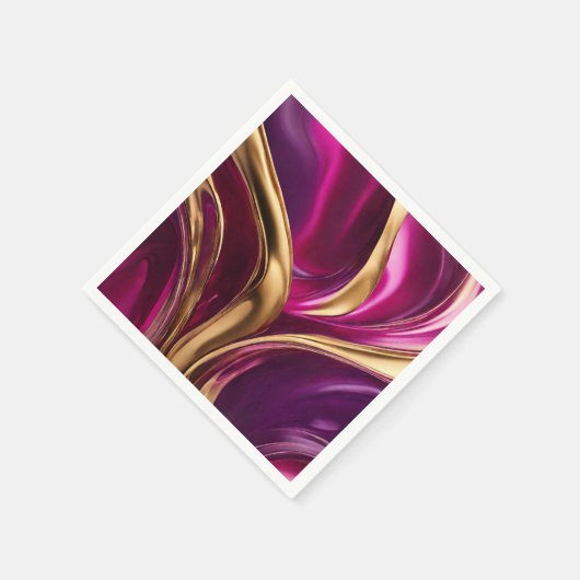 Serviette En Papier Flux Abstrait - Fuchsia violet et or- (Coin)