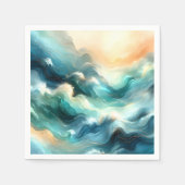Serviette En Papier Flux d'océan doré Vagues abstraites (Devant)