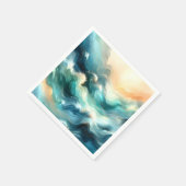 Serviette En Papier Flux d'océan doré Vagues abstraites (Coin)