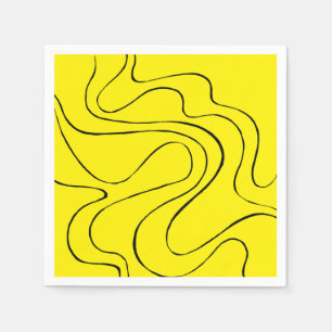Serviette En Papier Flux et reflux 2 en noir et jaune
