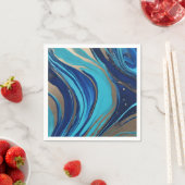 Serviette En Papier Flux moderne-Abstrait Art- Bleu et Or- (En situation)