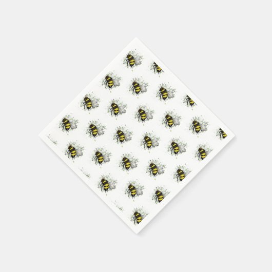 Serviette En Papier Flying Bumble BEE, Freehand Digital Drawing Insect (Coin)