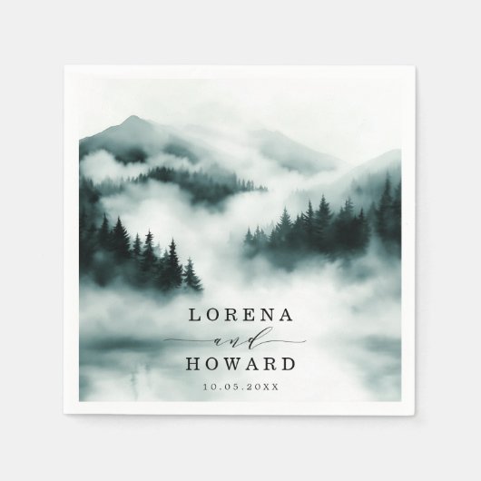 Serviette En Papier Foggy Mountain Pine Forest Mariage extérieur (Devant)