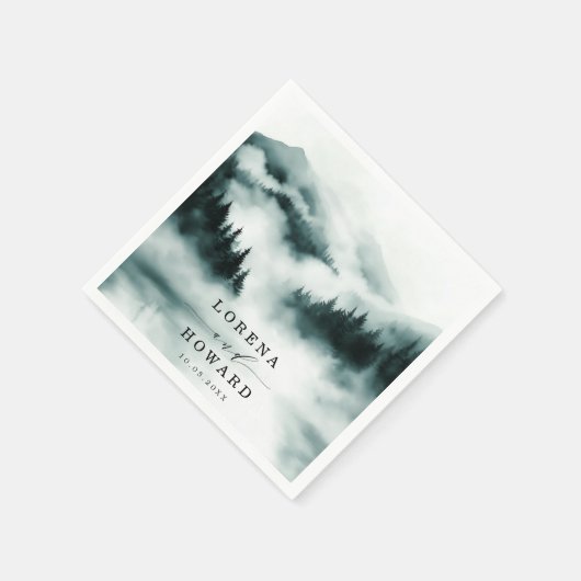 Serviette En Papier Foggy Mountain Pine Forest Mariage extérieur (Coin)