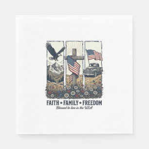 Serviette En Papier Foi Famille Liberté Aigle Patriotique Vintage